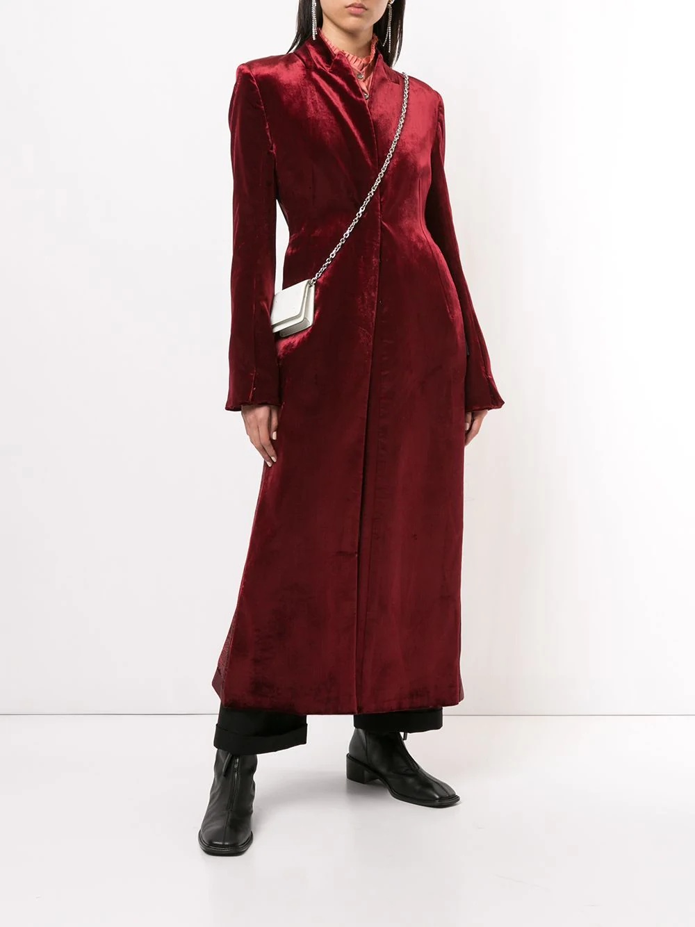 satin longline coat - 2