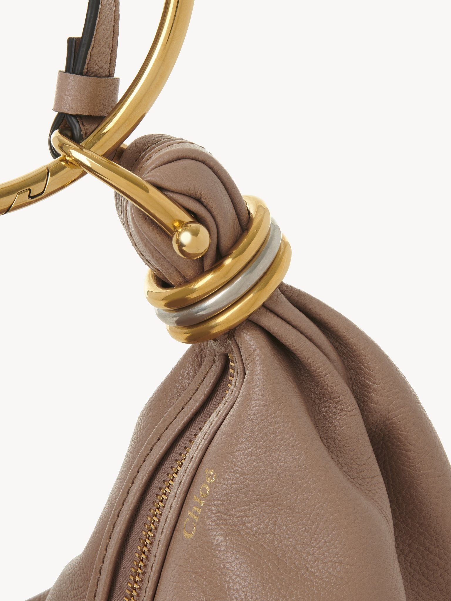 SMALL BRACELET HOBO BAG IN GRAINED LEATHER - 7
