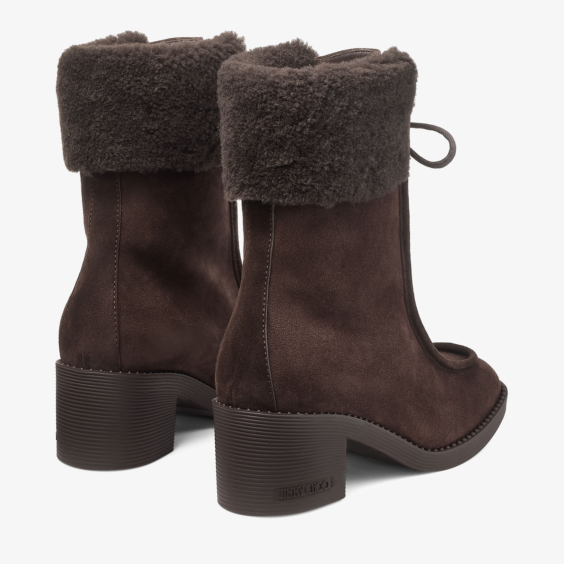 Hali Ankle Boot 60
Chocolate Velvet Suede Ankle Boot with Shearling - 4