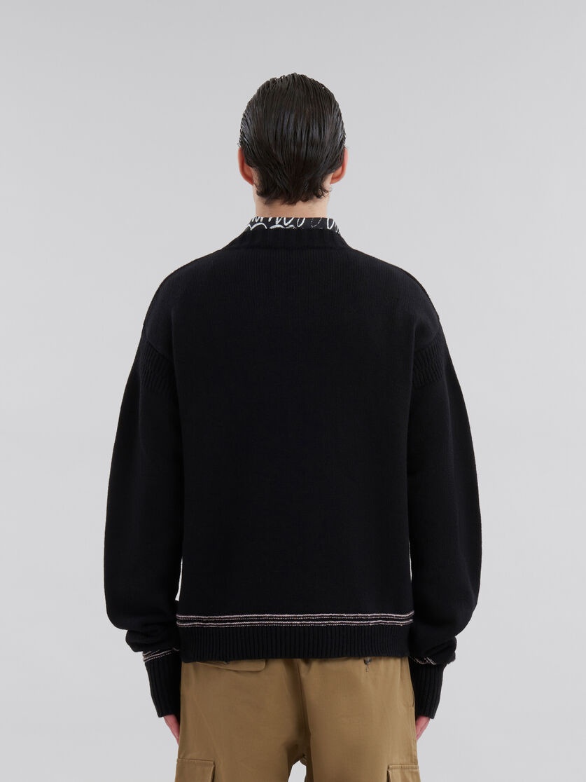 BLACK WOOL JUMPER WITH MAXI MARNI INTARSIA - 3