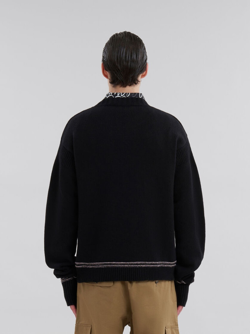 BLACK WOOL JUMPER WITH MAXI MARNI INTARSIA 3