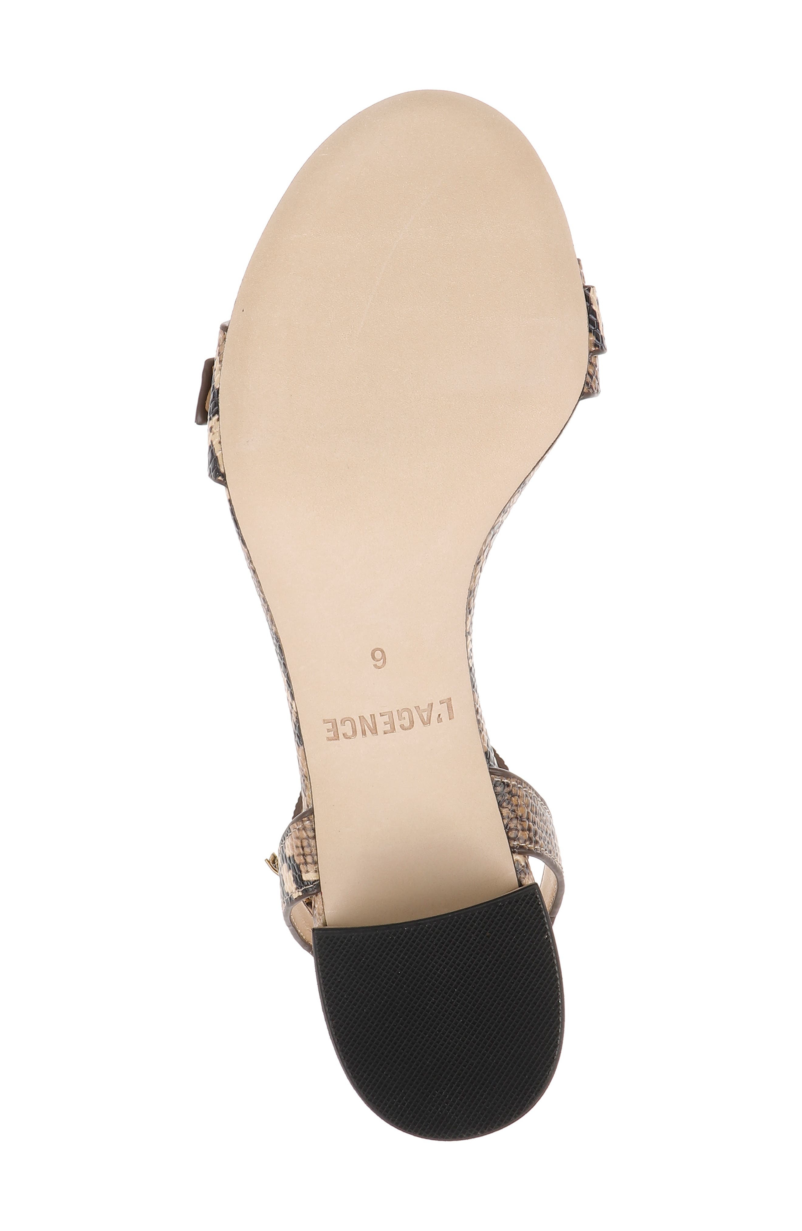 L'AGENCE Hughette Snakeskin Embossed Ankle Strap Sandal in Natural Snake Embossed at Nordstrom - 6