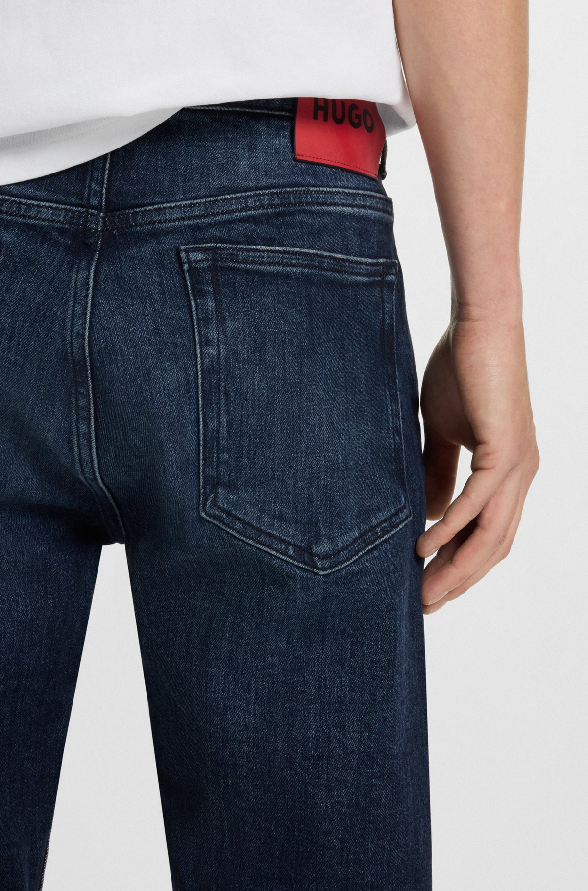 SLIM-FIT JEANS IN DARK-BLUE COMFORT-STRETCH DENIM - 5