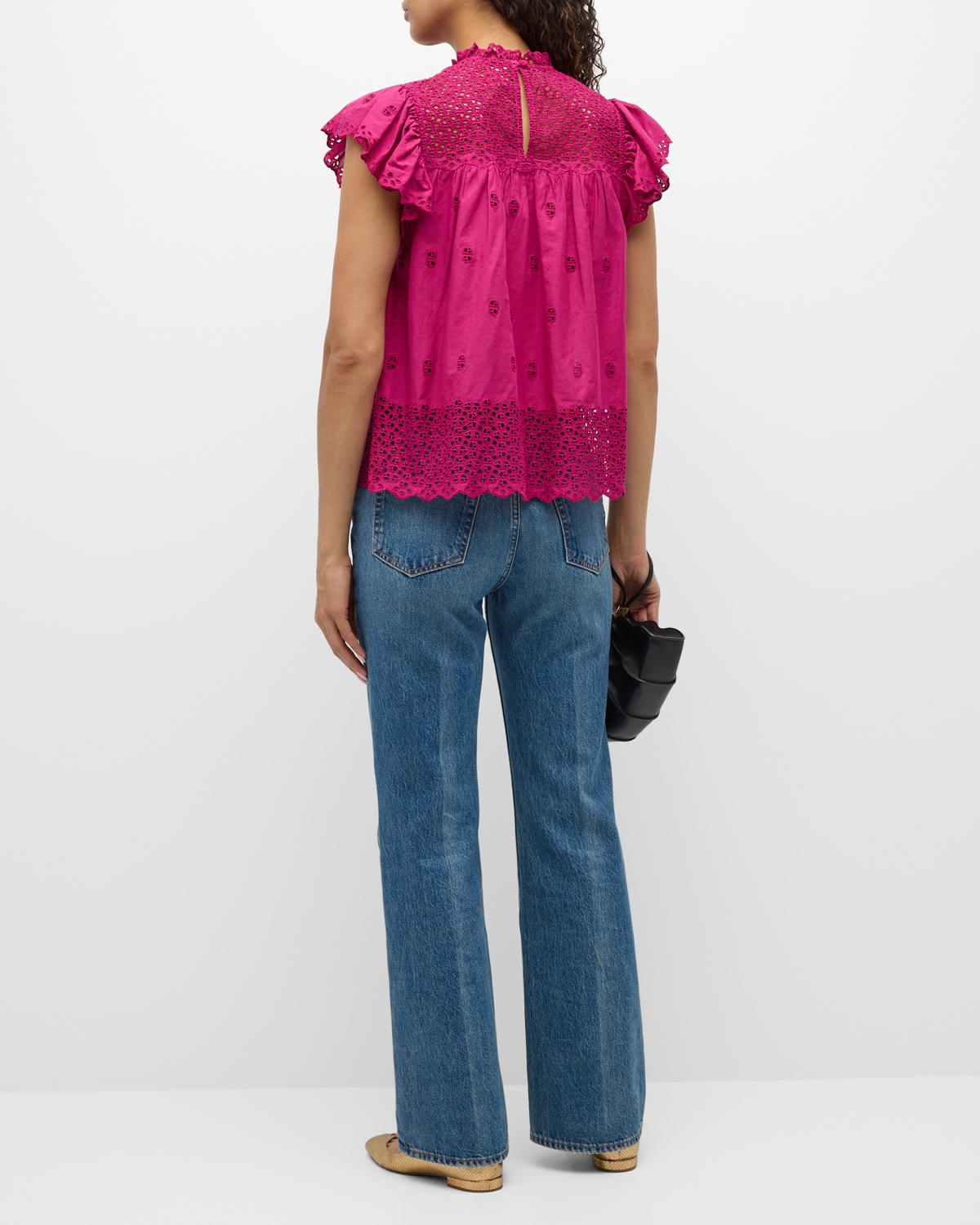 Kassi Ruffle-Sleeve Embroidered Cotton Top - 4