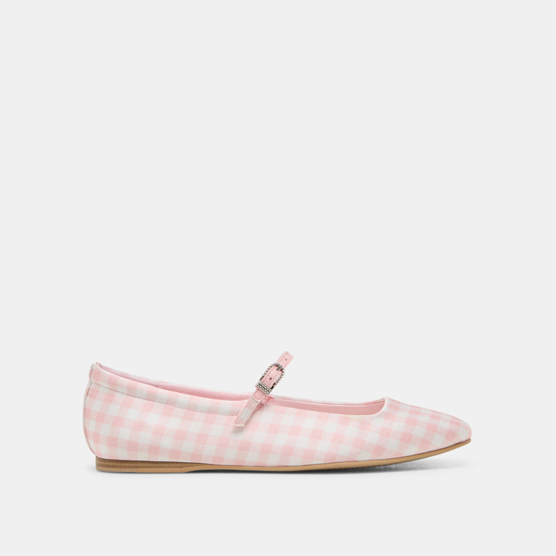 REYES X BYRDIE GOLF BALLET FLATS PINK PLAID GINGHAM 1
