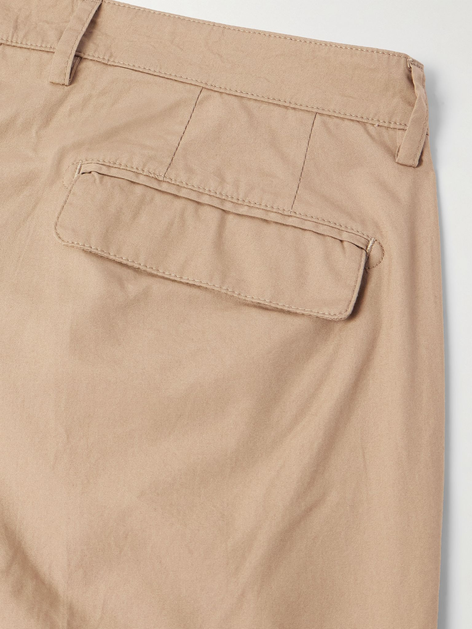 Slim-Fit Straight-Leg Pleated Cotton Trousers Brown - 5