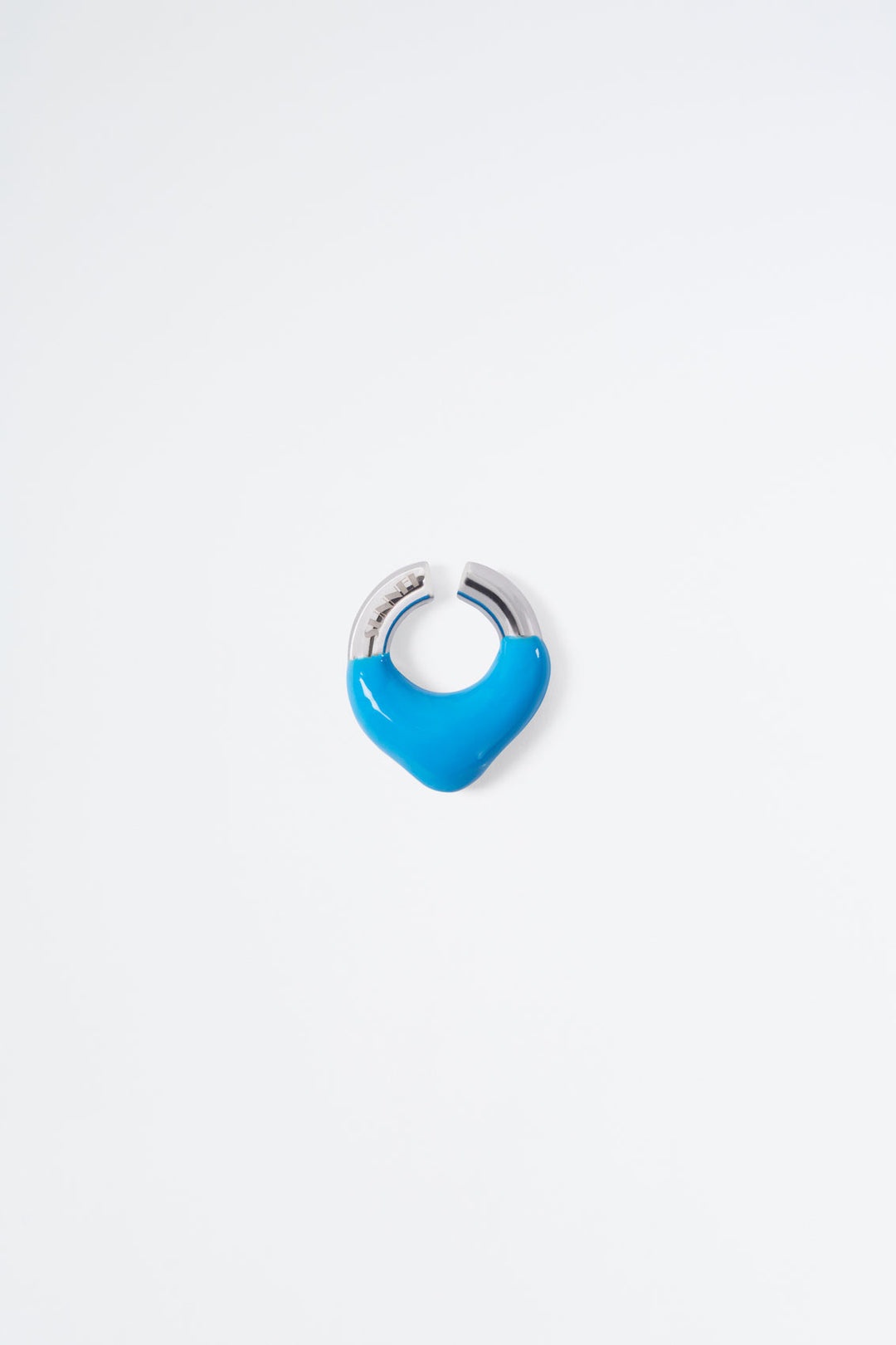 BLUE RUBBERIZED SILVER EARCUFF - 1