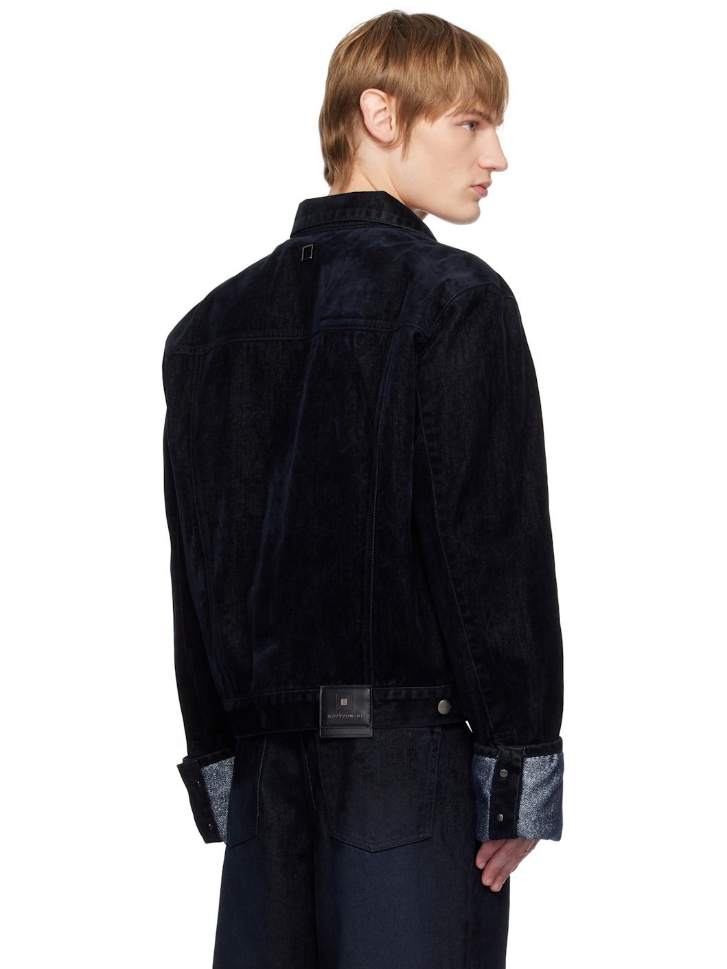 Navy Glitter Detail Crop Denim Jacket - 3