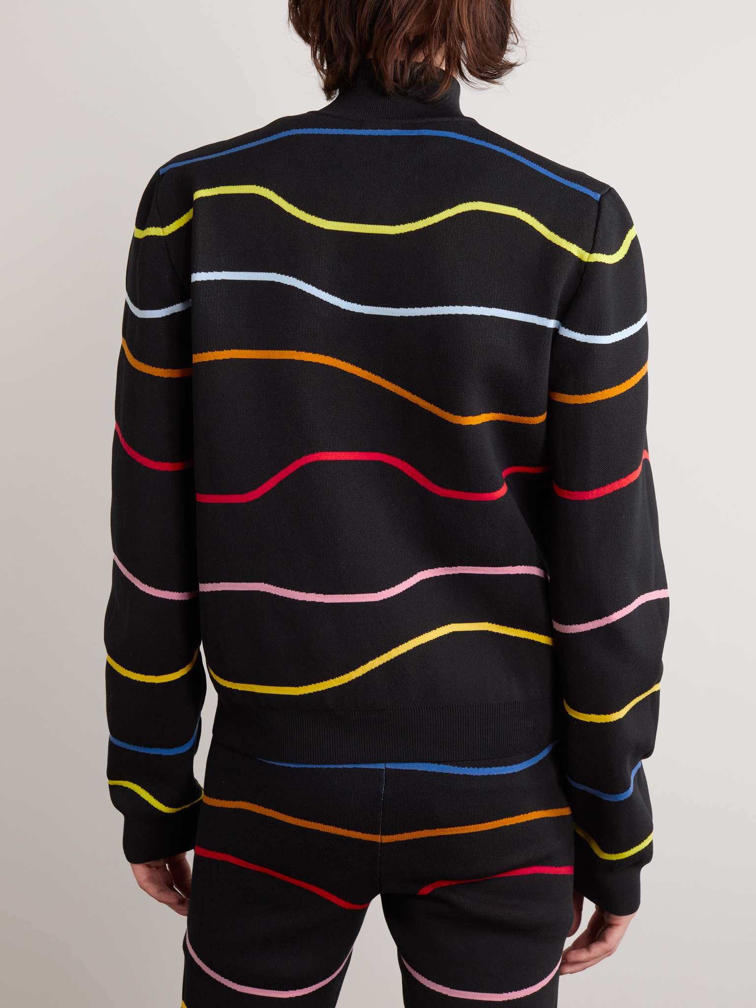 Logo-Jacquard Striped Cotton Zip-Up Sweatshirt - 4