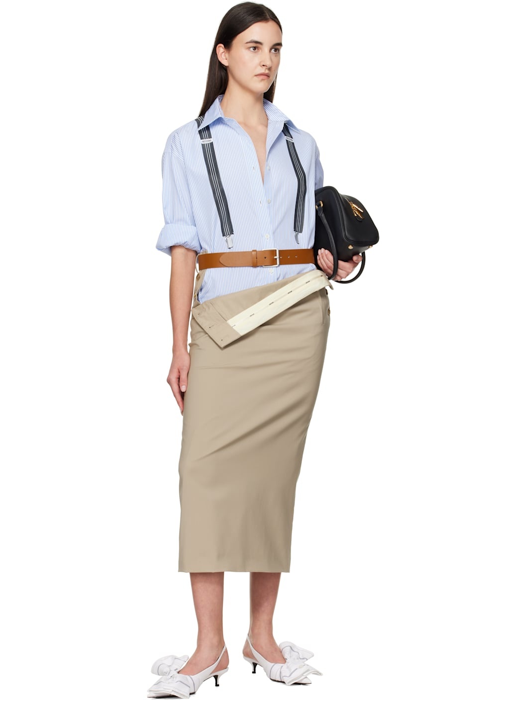 Blue Striped Suspenders Shirt - 5