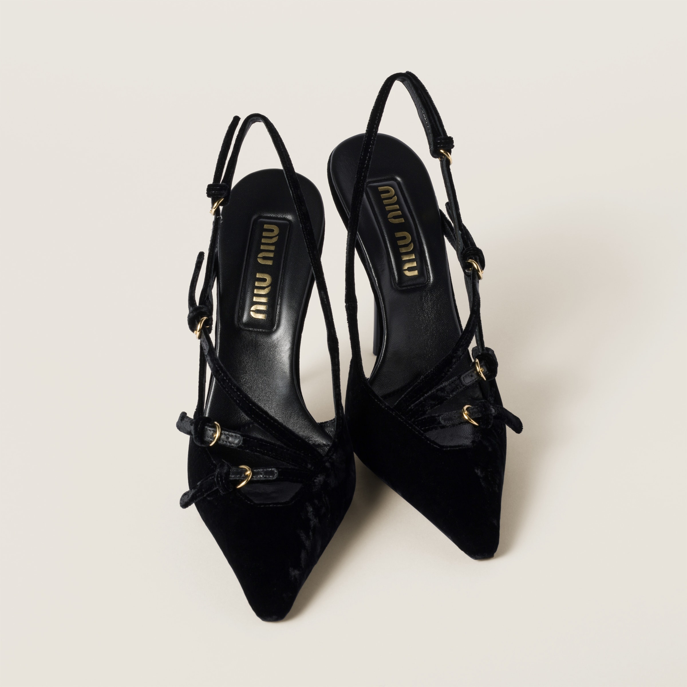 Velvet slingbacks with straps - 4