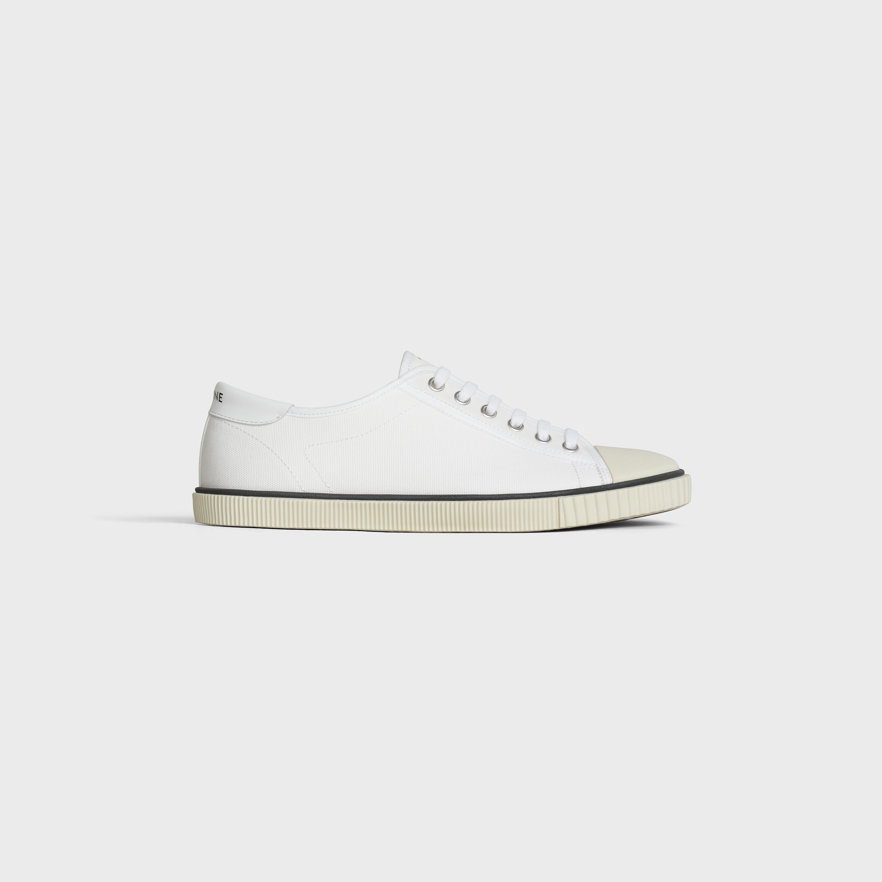 Celine Blank Low Lace Up Sneaker with Toe Cap in Canvas and Calfskin - 1