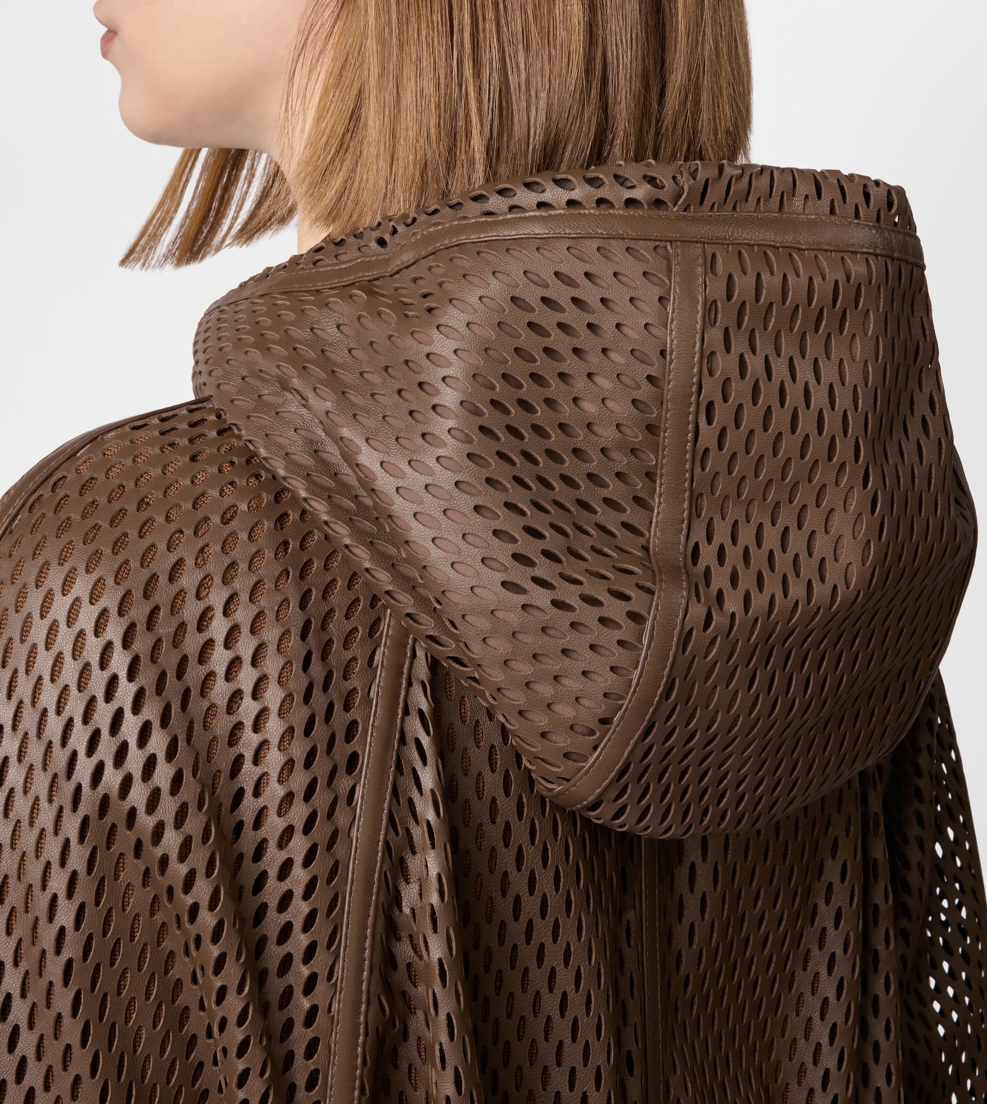 WINDBREAKER IN PERFORATED LEATHER - BROWN - 5