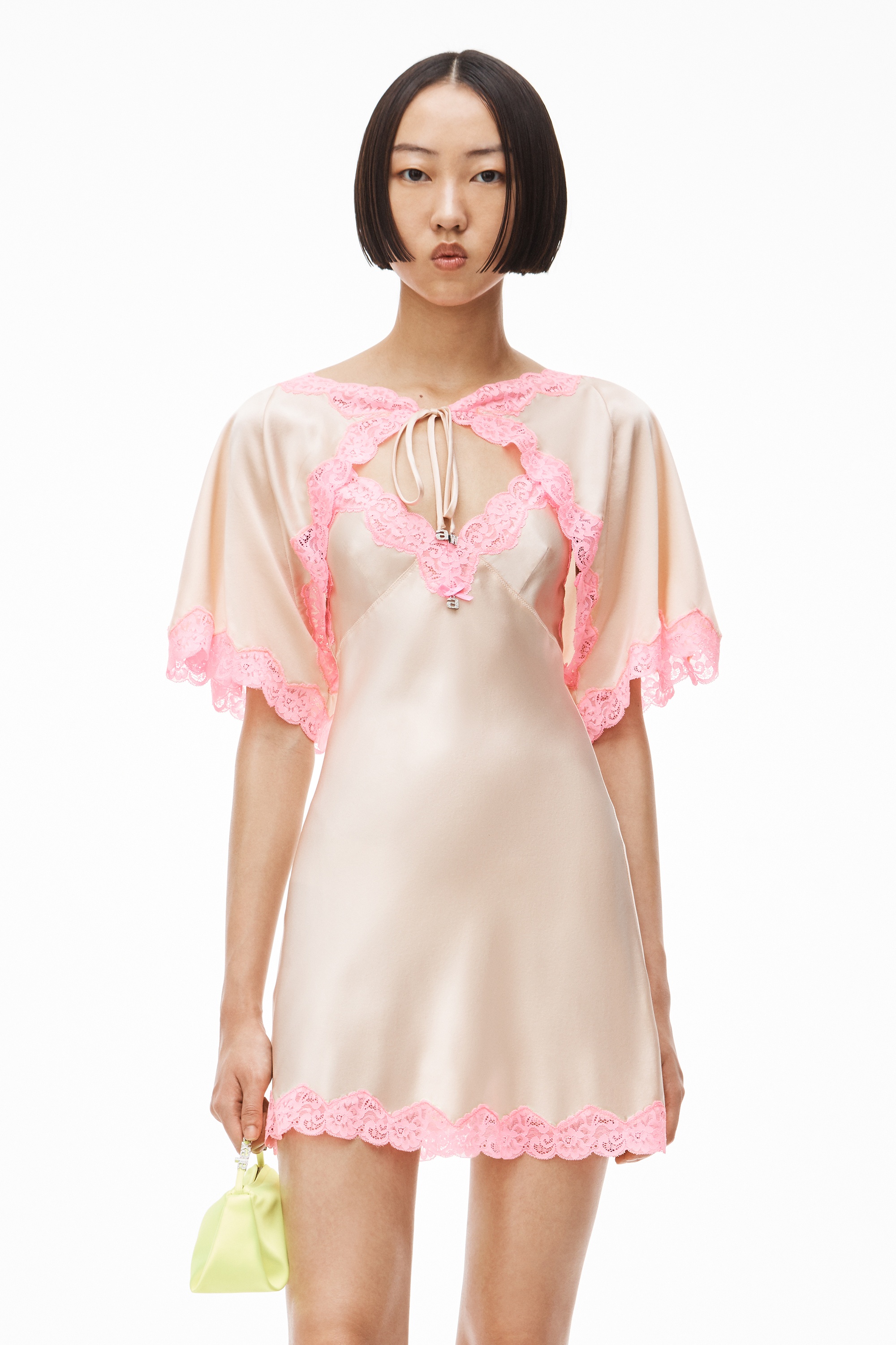 SHORT-SLEEVE TIE SHRUG IN SILK CHARMEUSE - 2