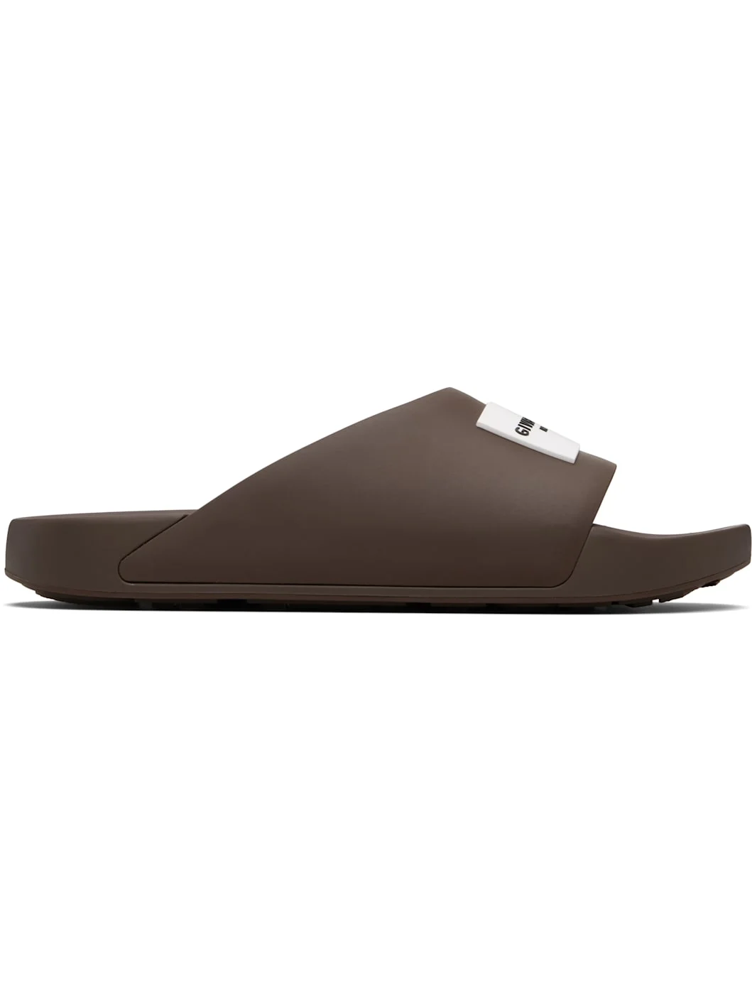 Brown Rubber Label Mule Slides - 1