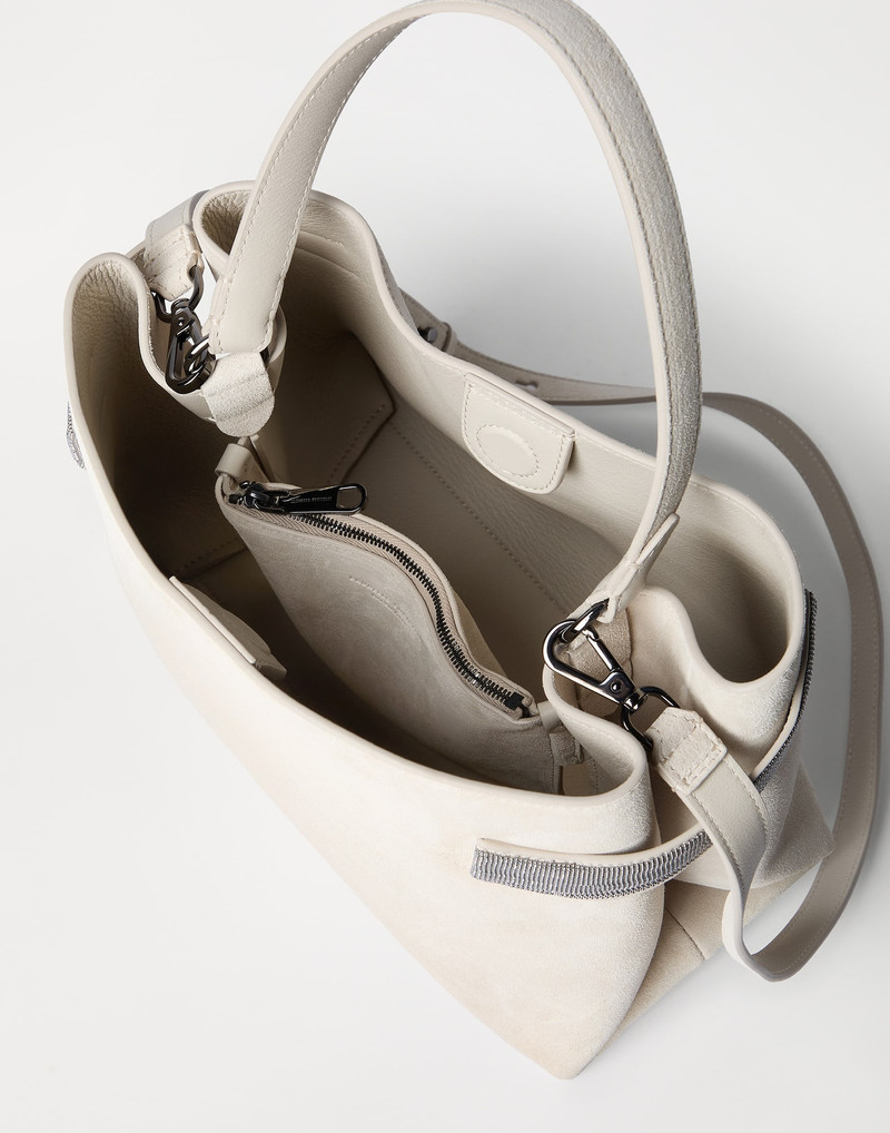 Essence top-handle bag in suede with precious bands 5