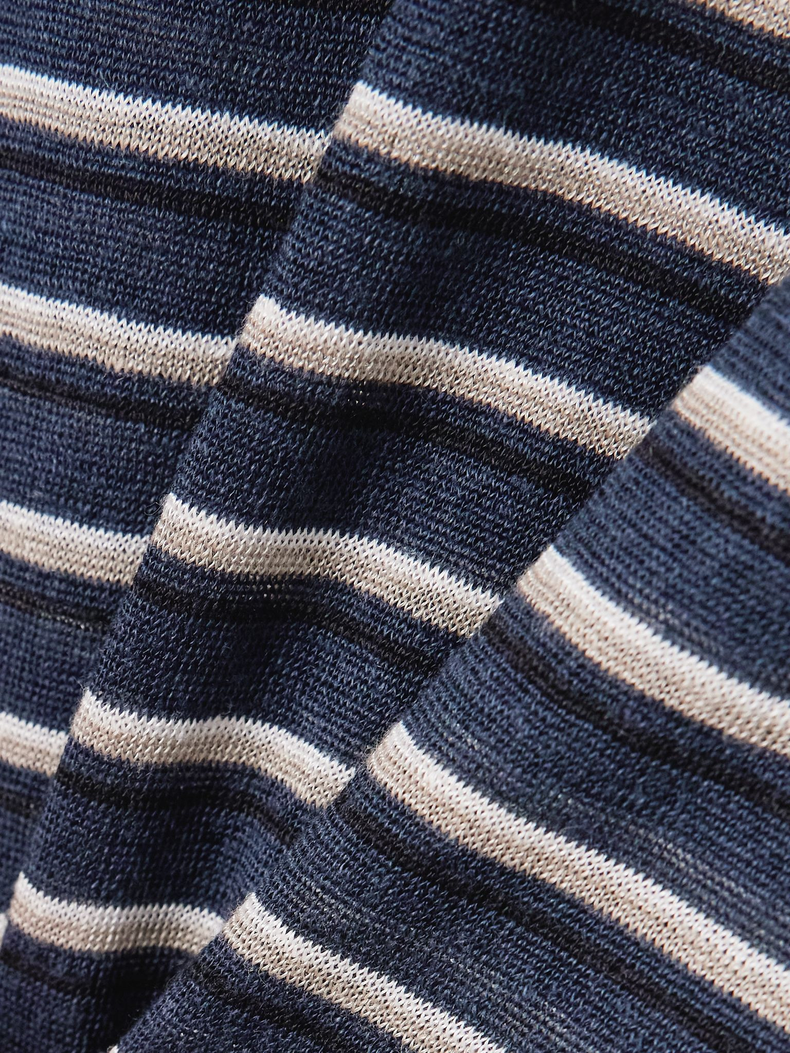 Striped linen-blend T-shirt Navy - 5