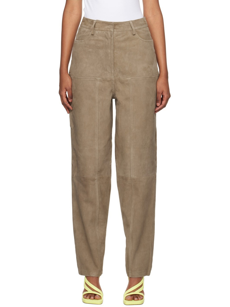 Brown Tapered Leather Pants 1