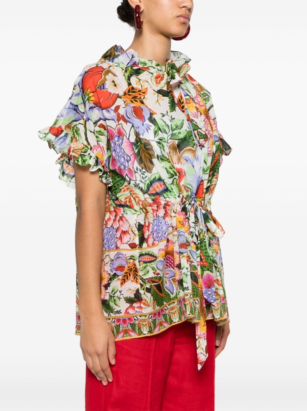 floral-print cotton blouse - 3