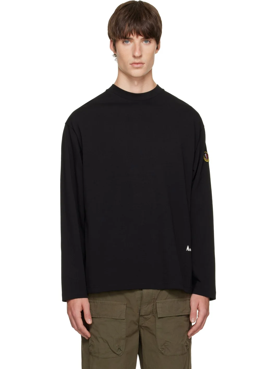 Black Re-Icon Cotton Jersey Long Sleeve T-Shirt - 1