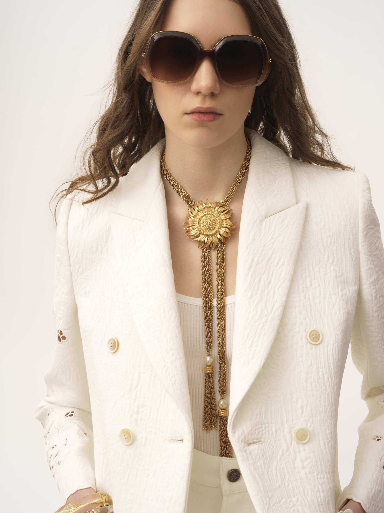 DOUBLE-BREASTED TAILORED JACKET IN A COTTON MIX - 7