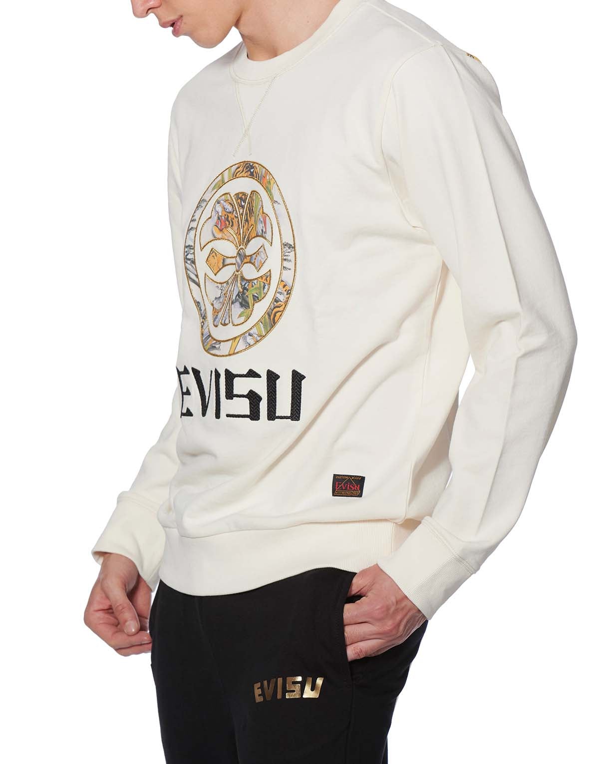 Sweatshirt with Allover Tiger Ink Wash Painting Kamon and Daicock Print - 7