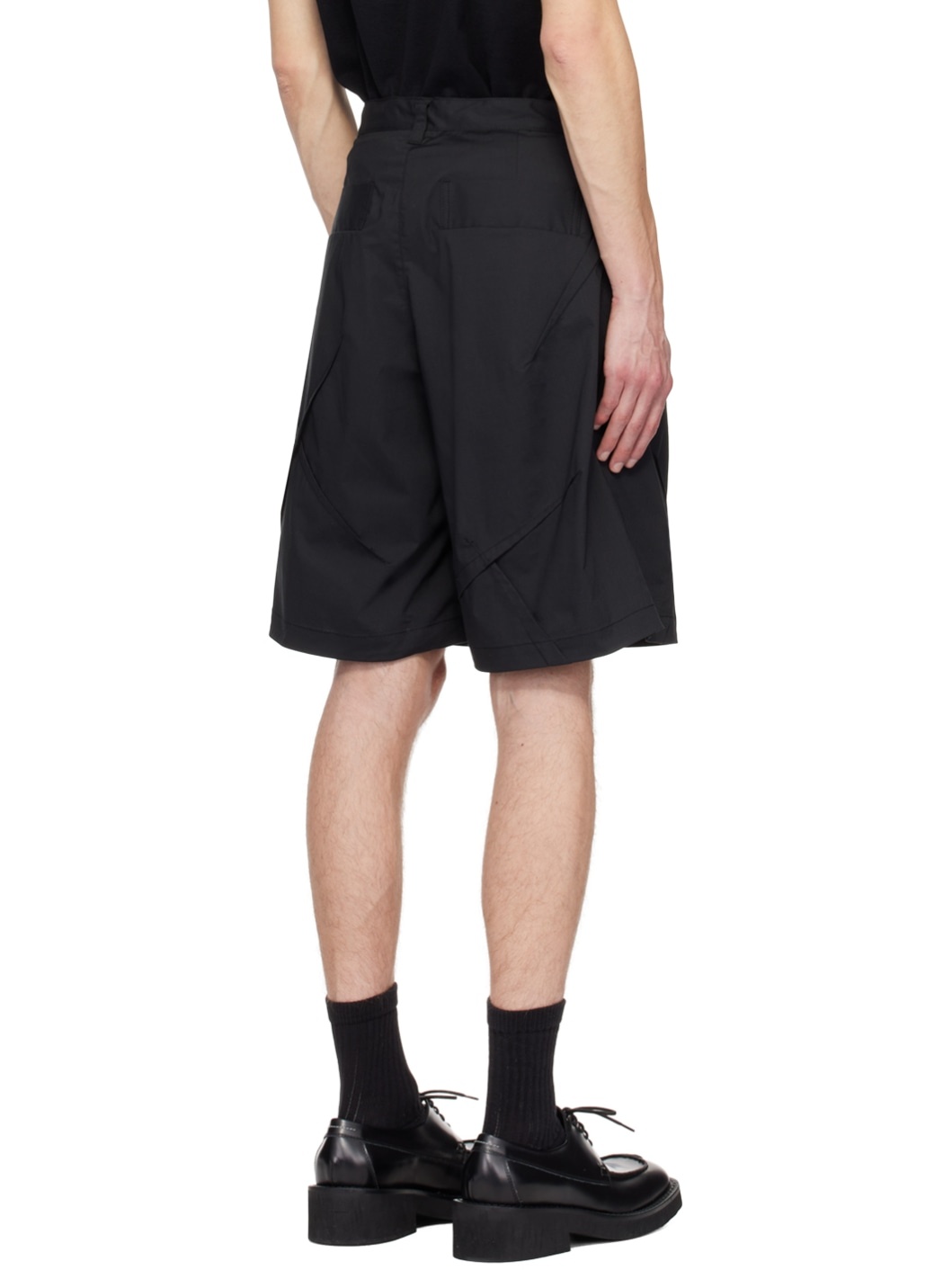 Black Paneled Shorts - 3