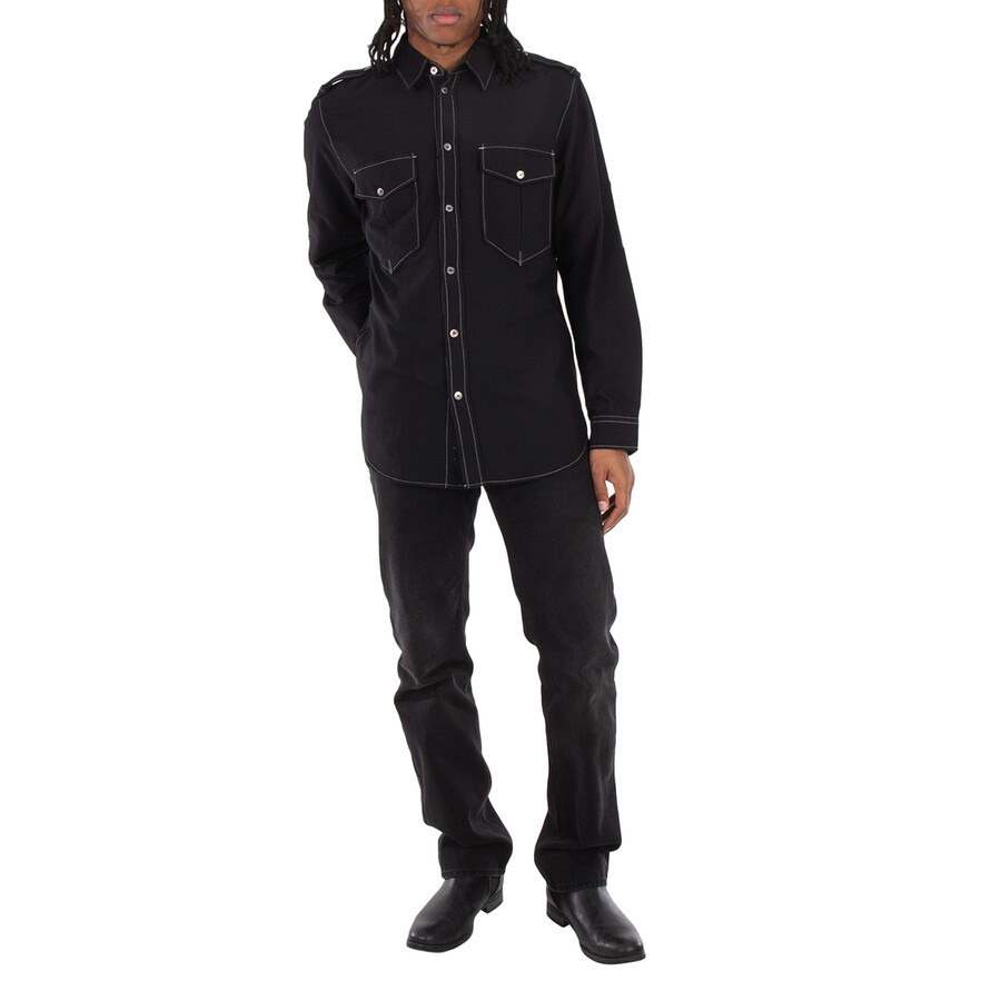 Isabel Marant Men's Black Cesar Plain Cotton Shirt - 4