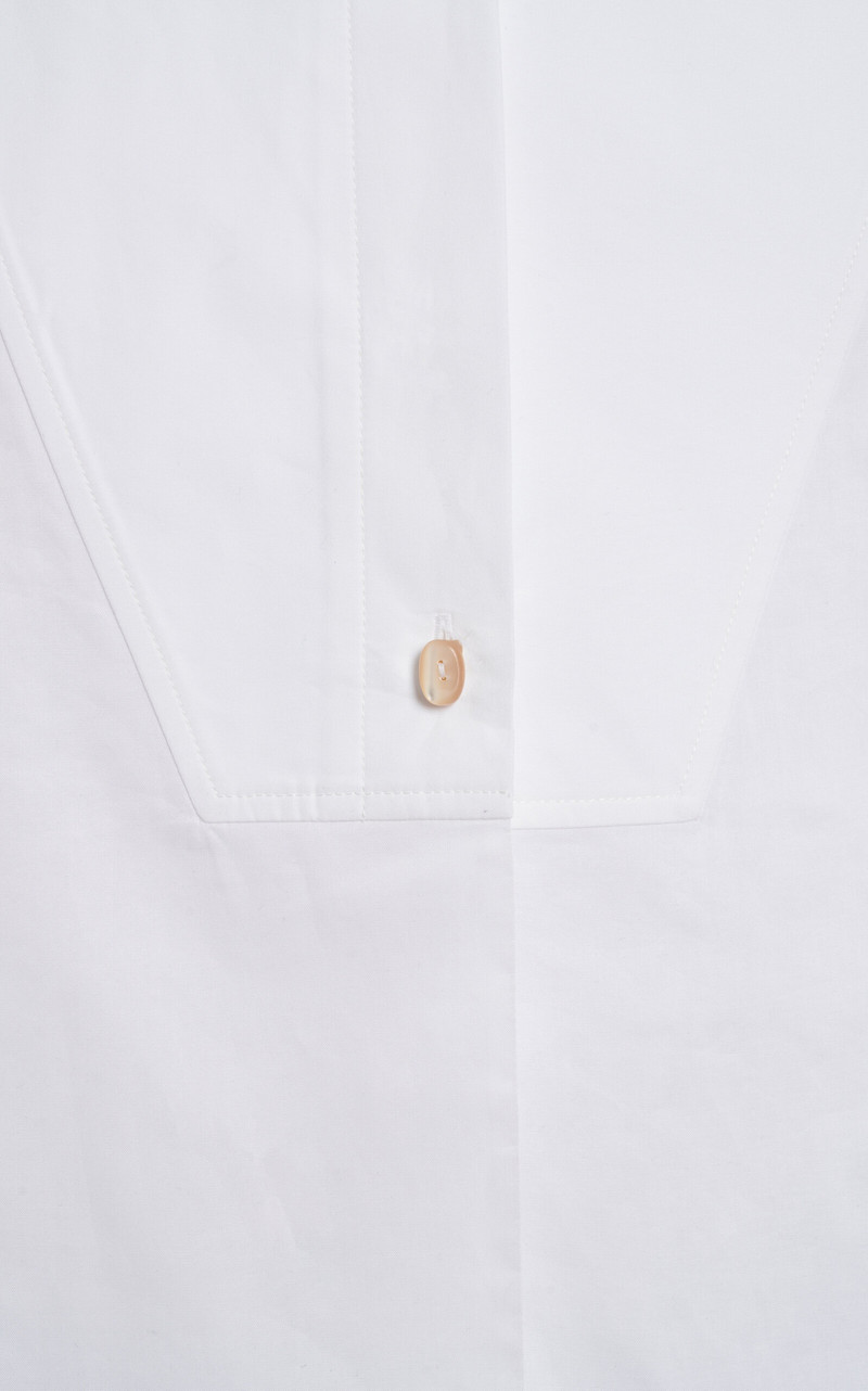 Collarless Cotton Button-Down Shirt white 5