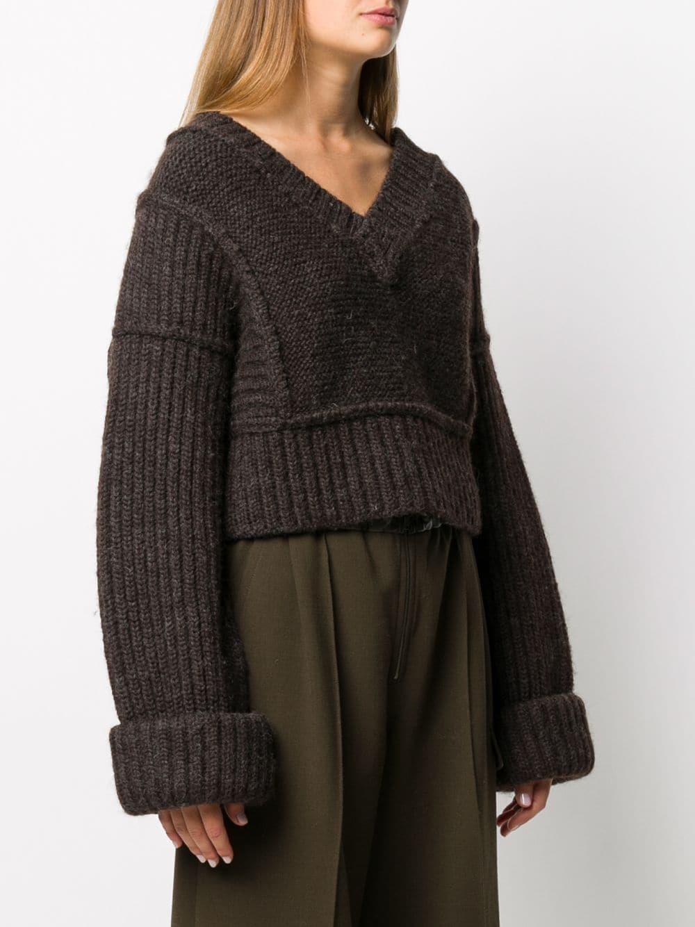 V-neck chunky knit jumper - 3