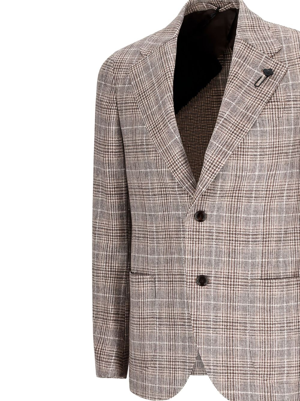 checked two-button jacket - 3