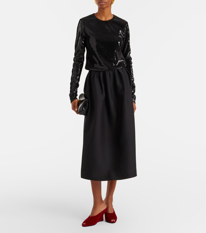 TOTEME Gathered wool and silk midi skirt outlook
