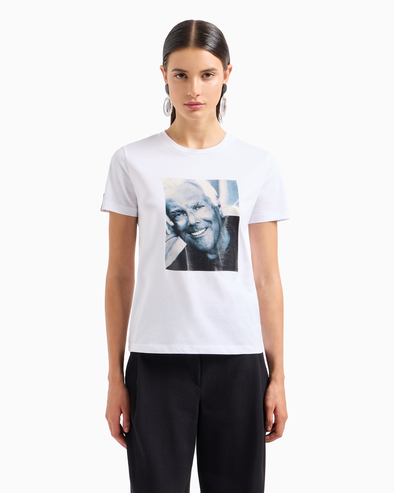 Icon Supima jersey T-shirt with Mr Armani photographic print - 2