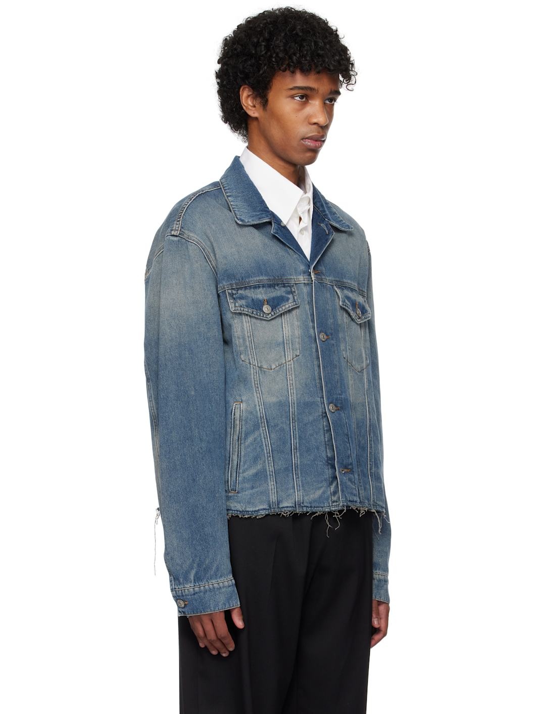 Blue Raw Edge Denim Jacket - 2