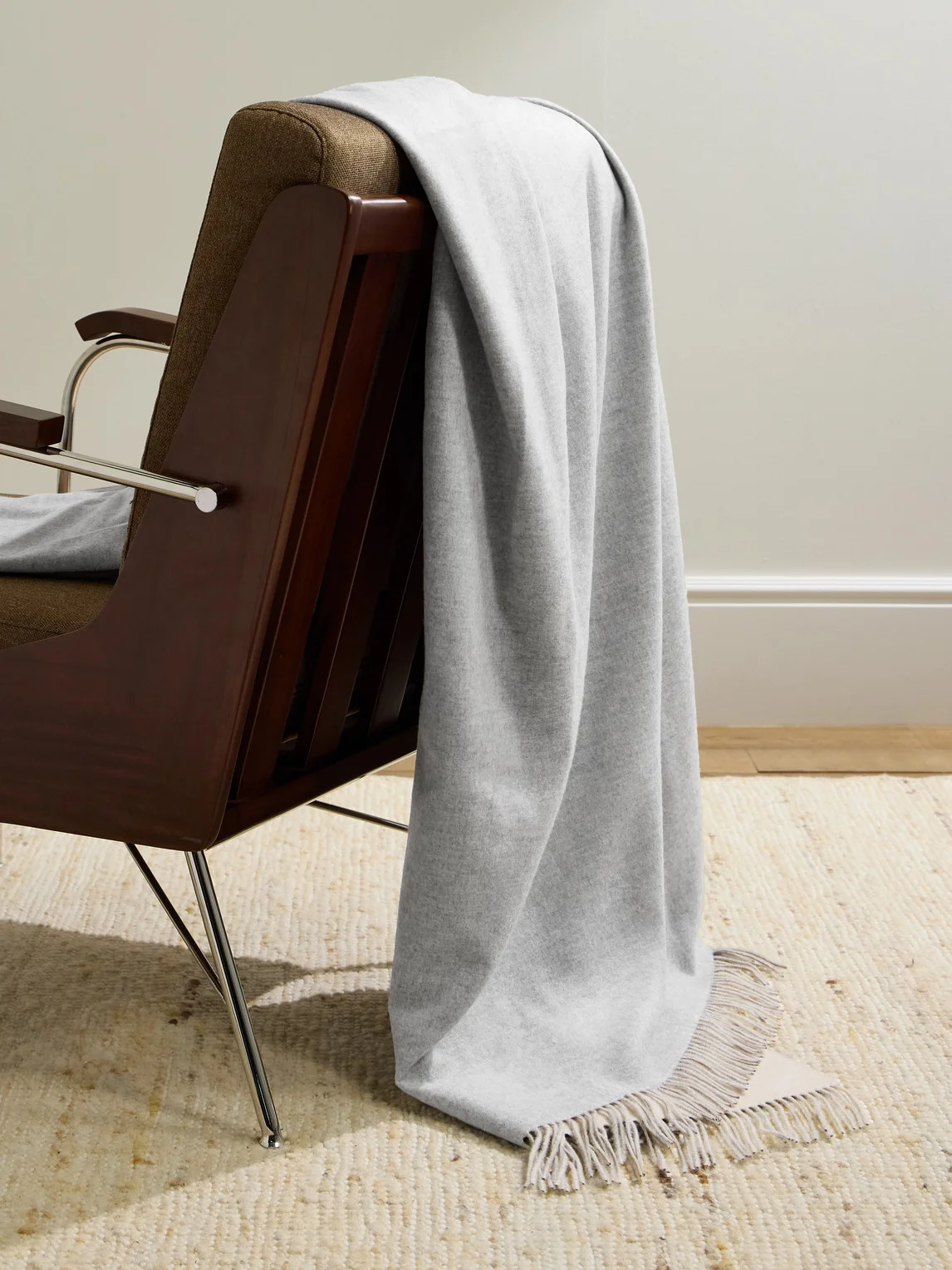 Fringed Cashmere and Silk-Blend Throw - 1