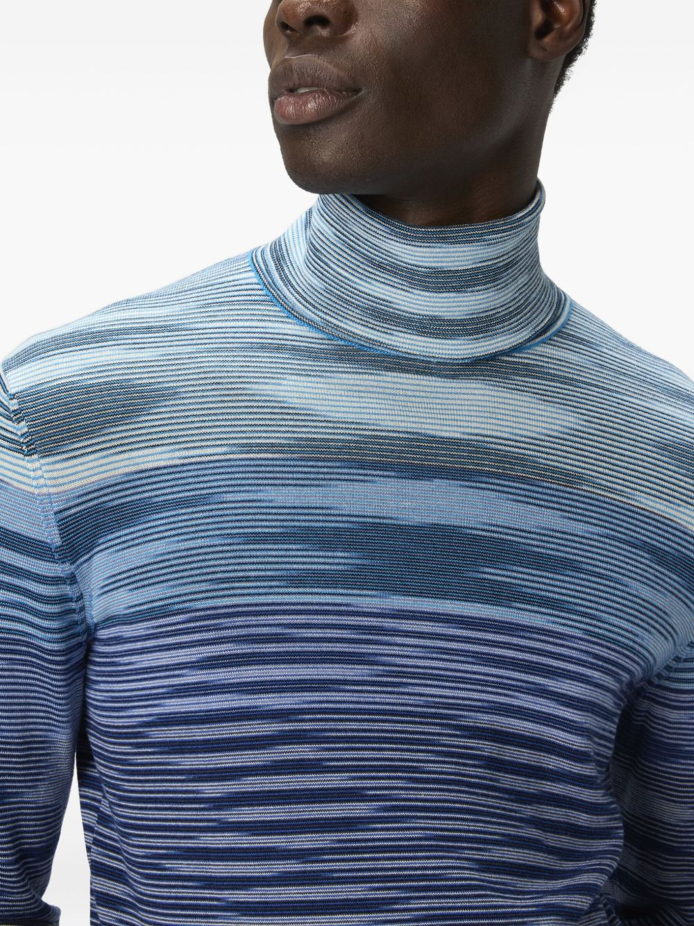 stripe-pattern turtleneck sweater - 4