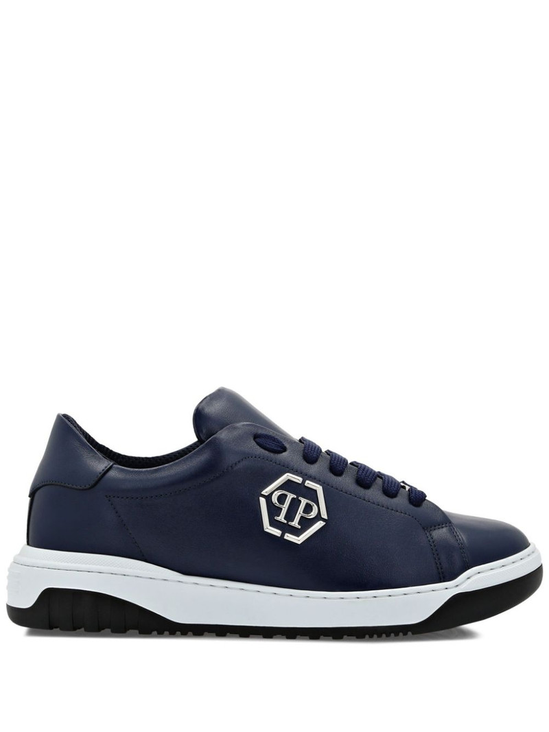 logo-appliquÃ© leather sneakers 1