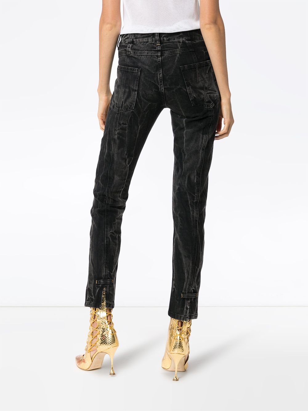 panel detail split hem jeans - 4