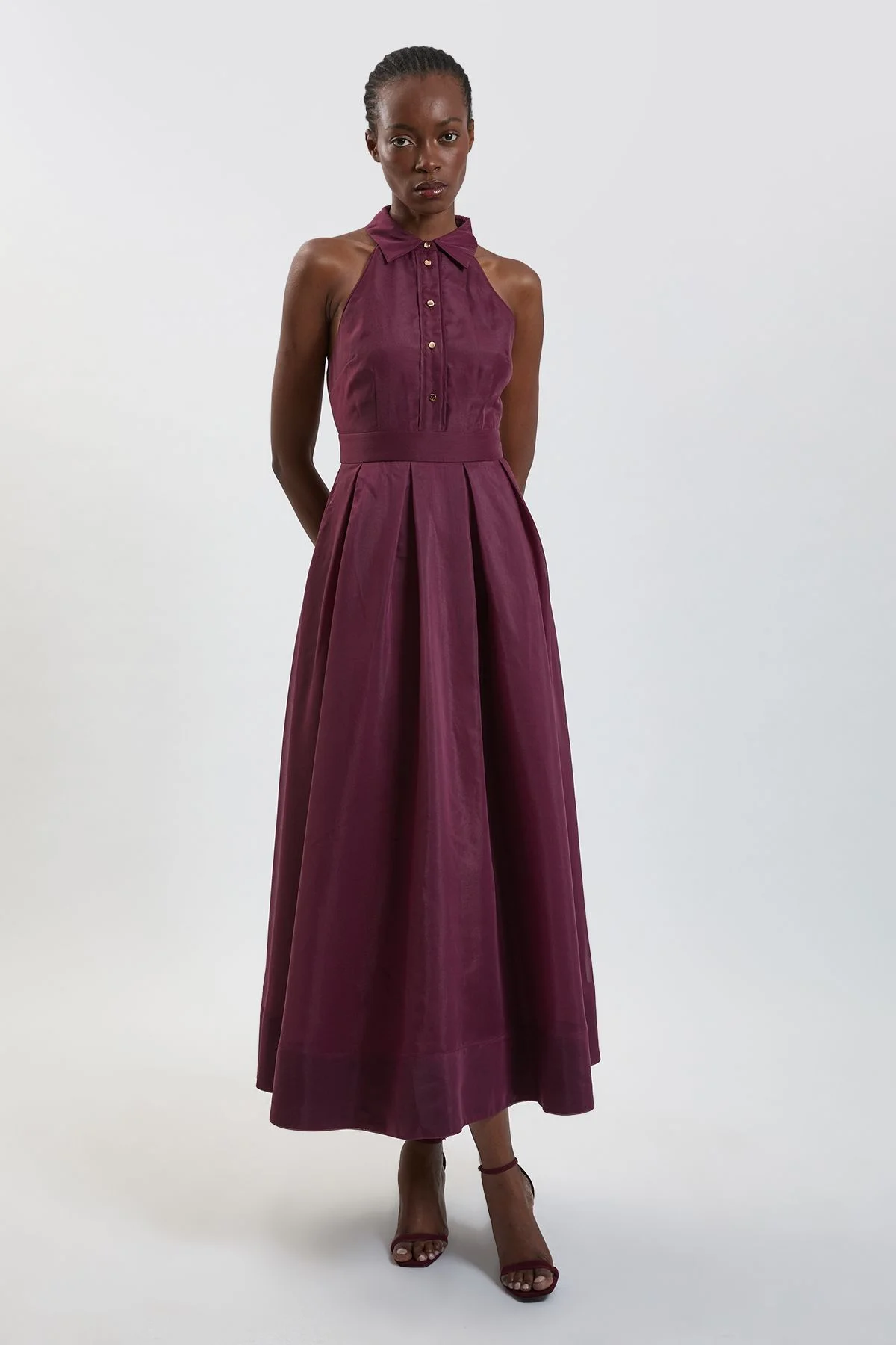 Organza Collared Maxi Dress - 1