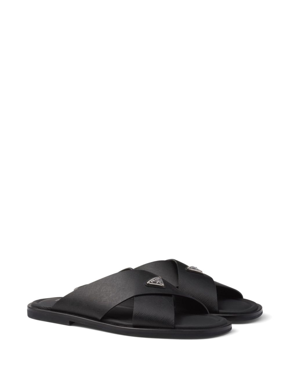 Crisscross logo-triangle leather sandals - 2
