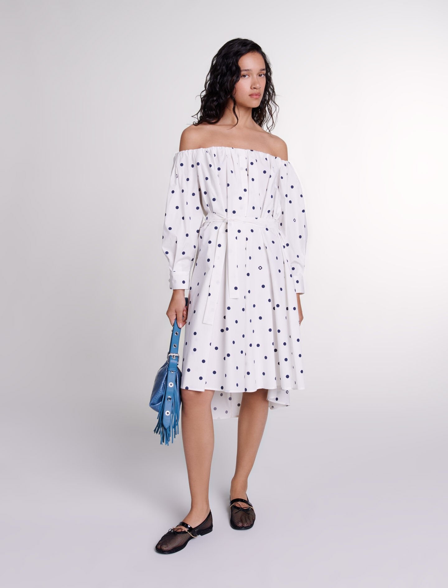 Shirt dress with bardot neckline - 2