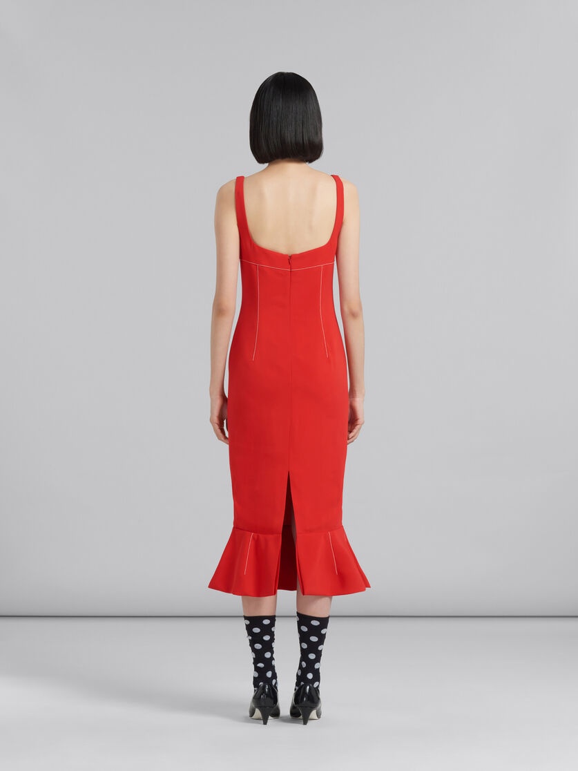 RED CADY SHEATH DRESS WITH FLOUNCE HEM - 3
