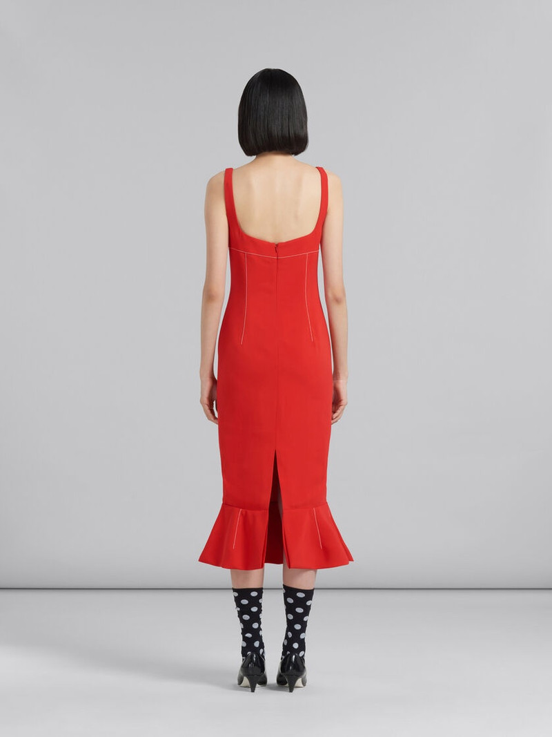 RED CADY SHEATH DRESS 와 FLOUNCE HEM 3
