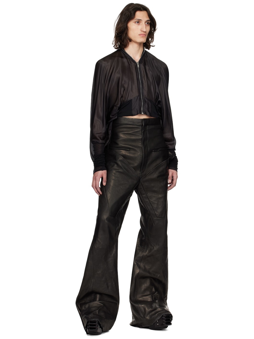 Black Bubble Batwing Flight Bomber Jacket - 4