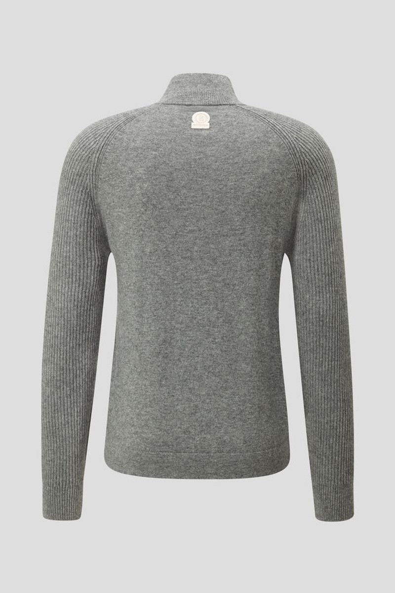 BOGNER Dash Half-zipper knitted pullover in Gray outlook