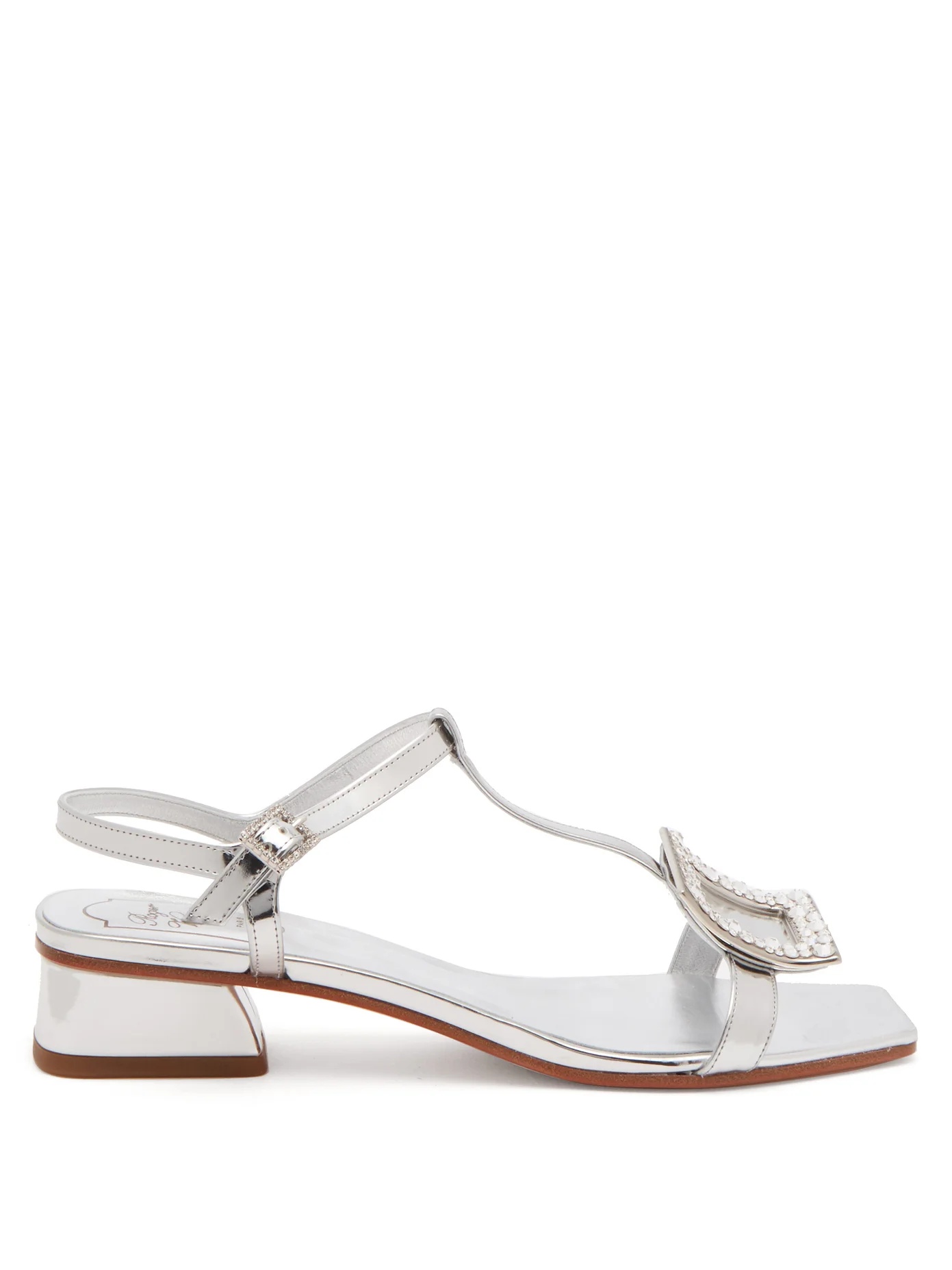 Vicky Viv crystal-buckle metallic-leather sandals - 1