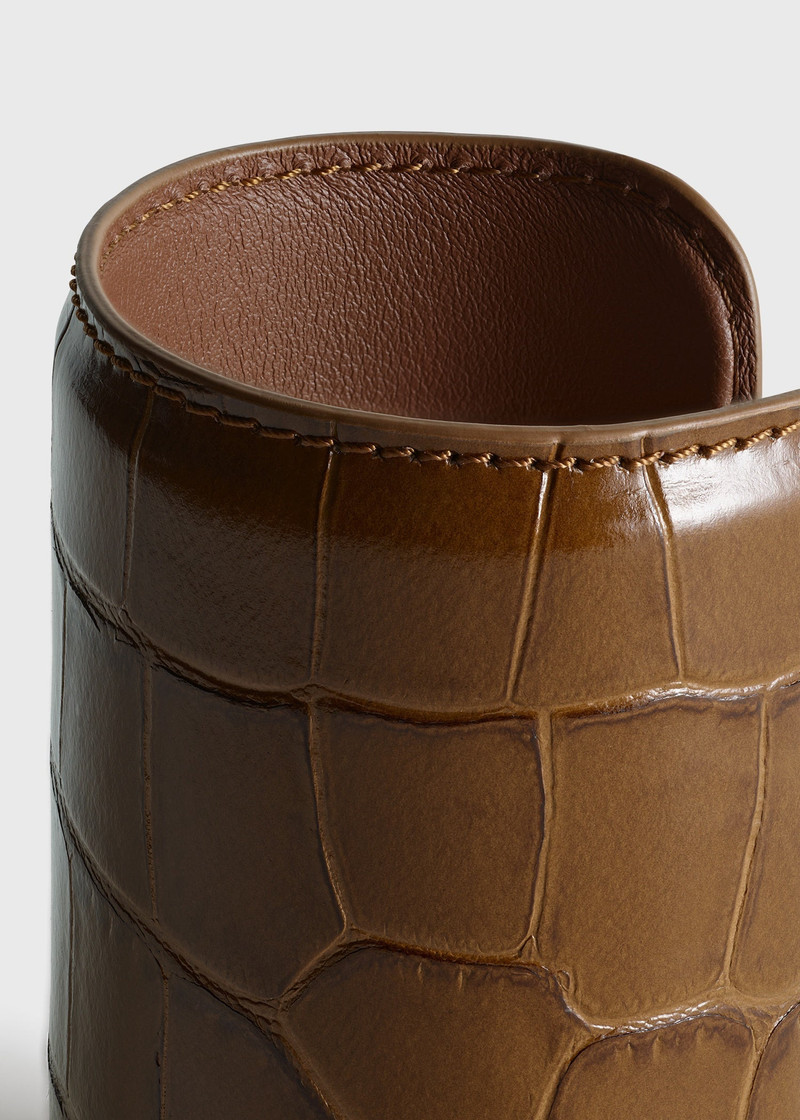 Long croco-embossed cuff camel 5