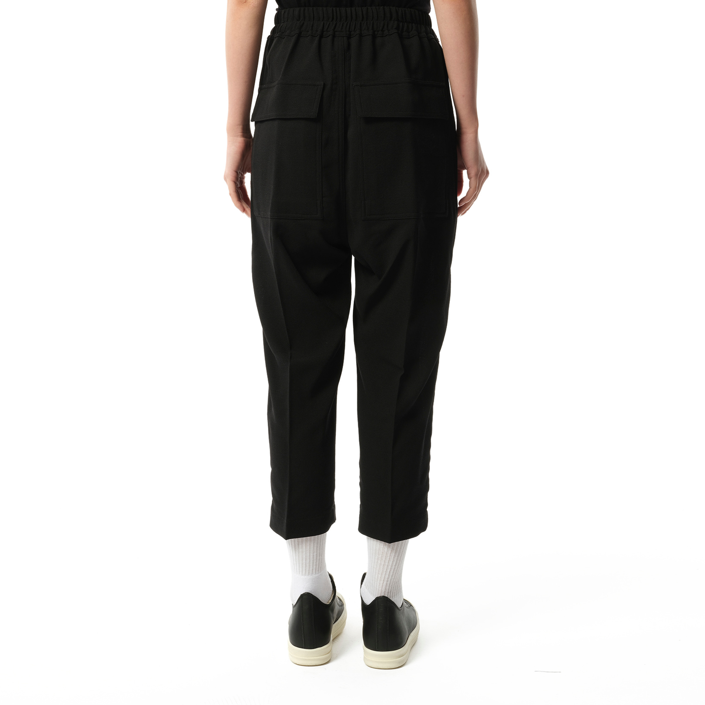 Wool Cropped Drawstring Astaires Pants in Black - 6