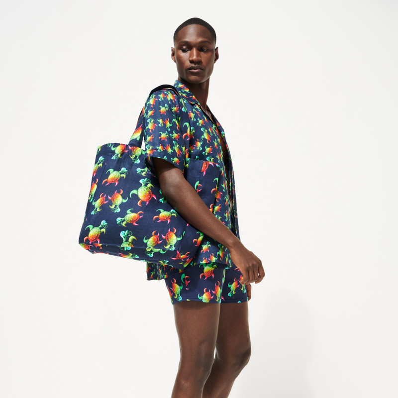 Men Linen Bowling Shirt Tortues Rainbow Multicolor - Vilebrequin x Kenny Scharf 7