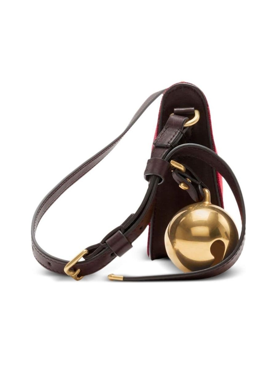 Check Pattern Bell Charm Shoulder Bag - 5